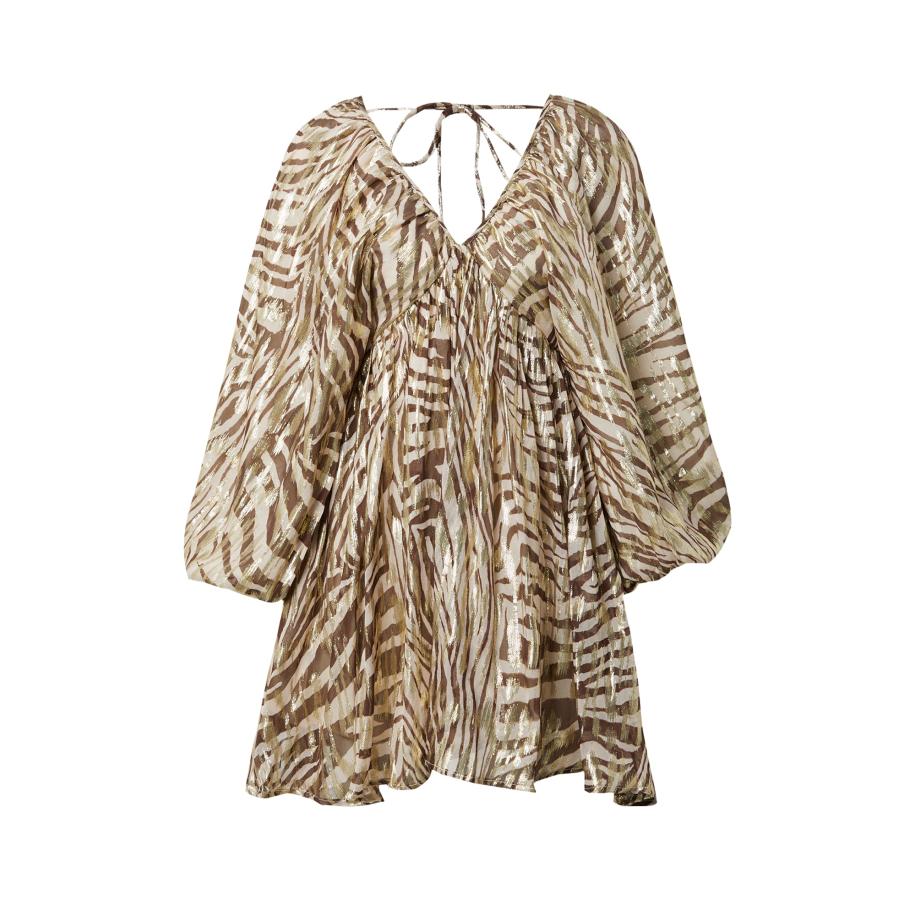 Nasty Gal Nasty Gal Jurk Georgette beige / bruin / goud -