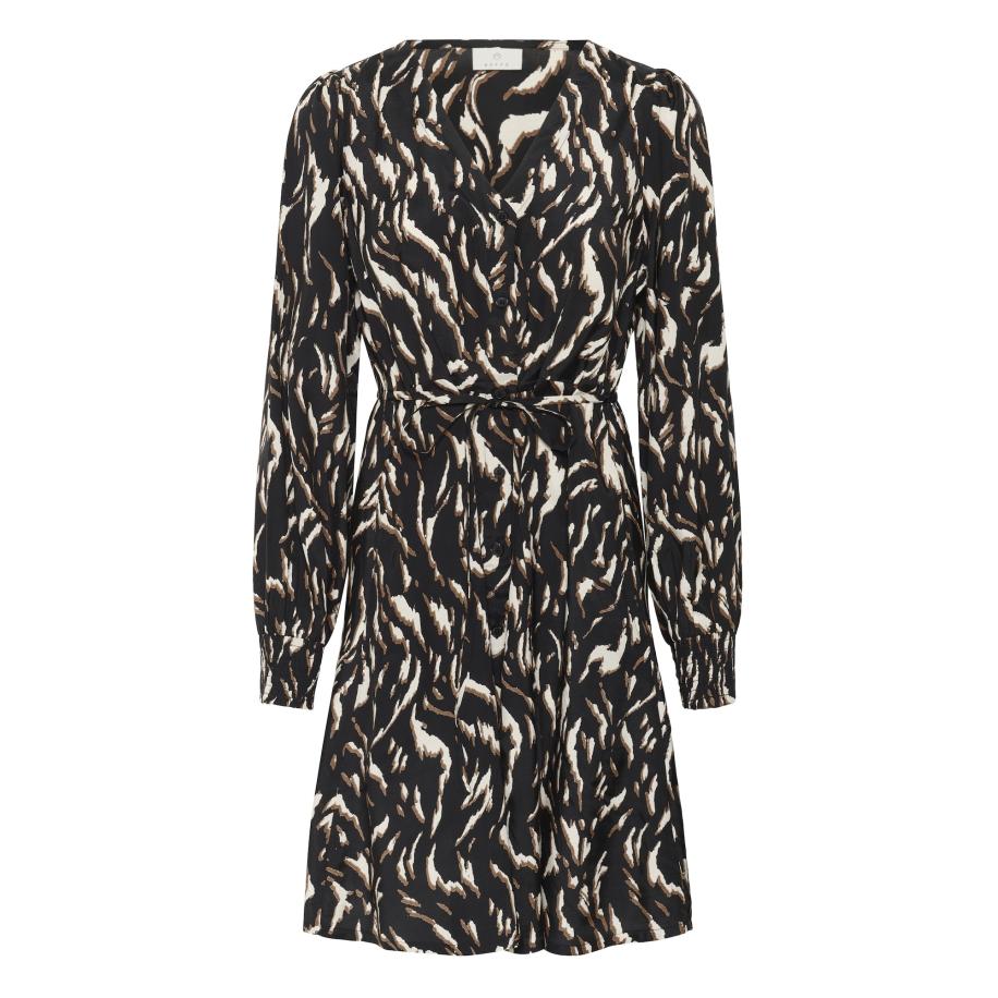 Kaffe Kaffe Jurk KAmille beige / zwart -