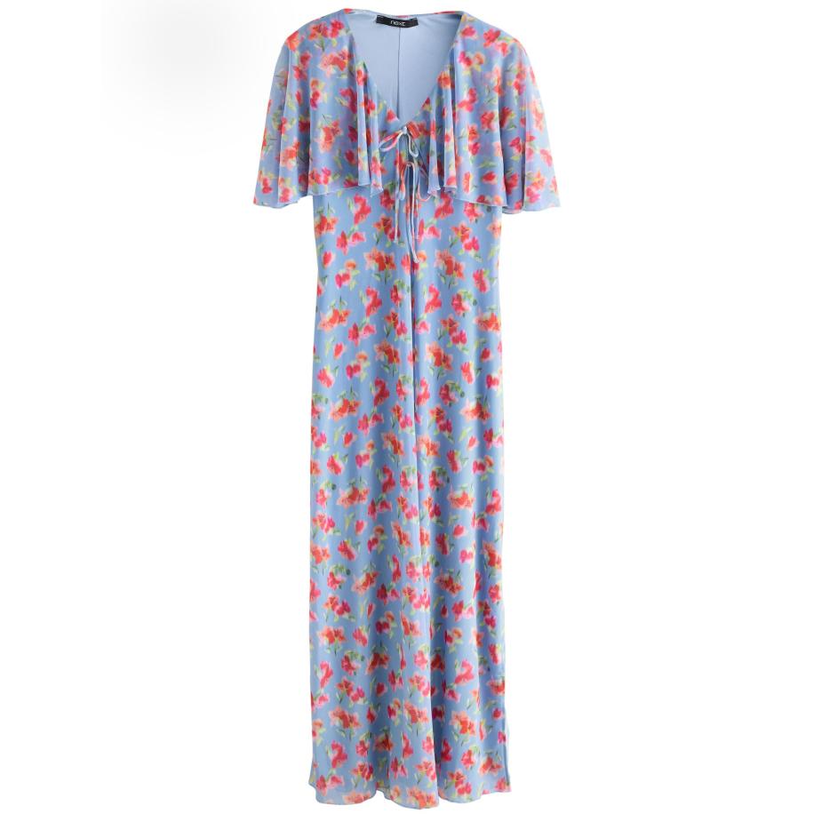 Next Next Jurk lichtblauw / lichtgroen / knalrood -