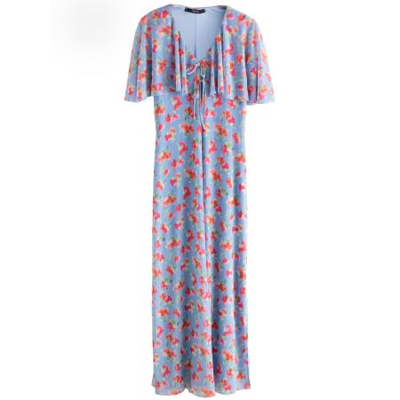 Next Next Jurk lichtblauw / lichtgroen / knalrood