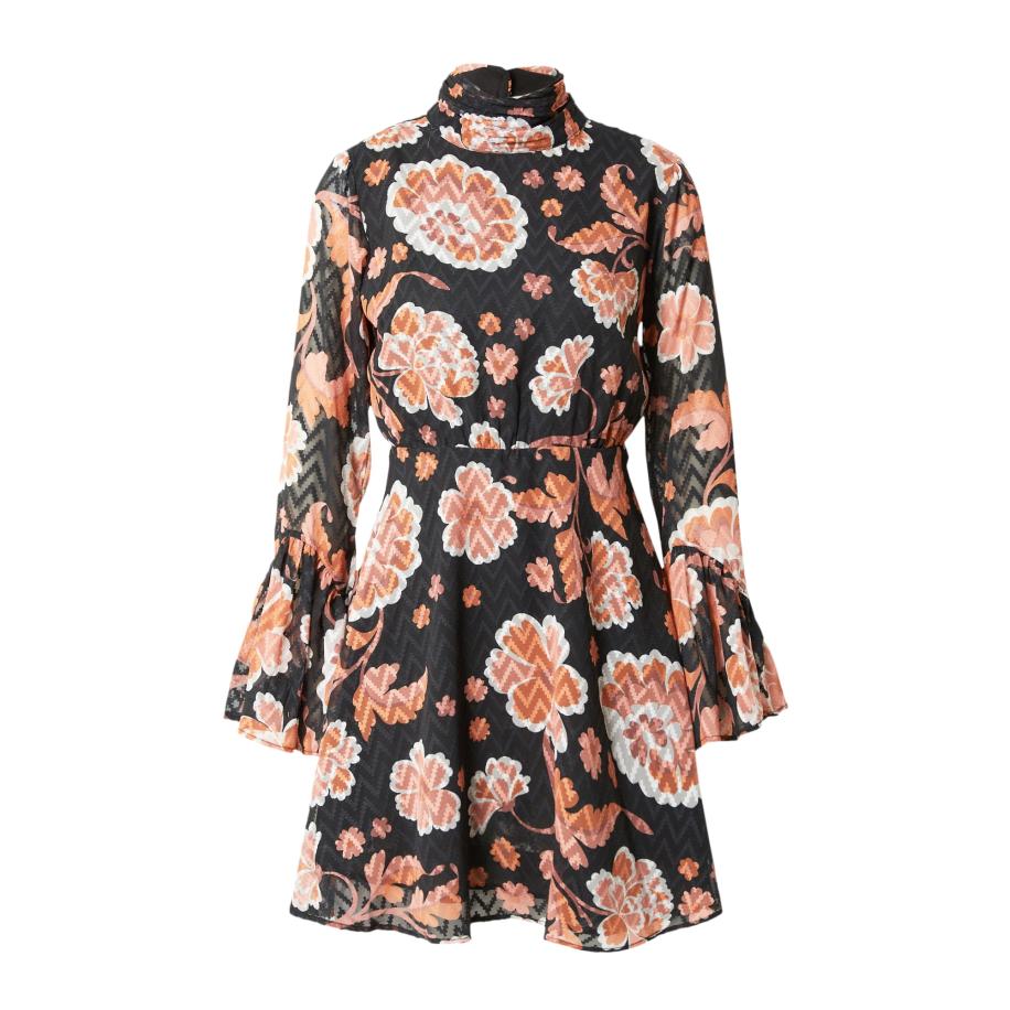 Warehouse Warehouse Jurk donkergrijs / oranje / zwart / wit -