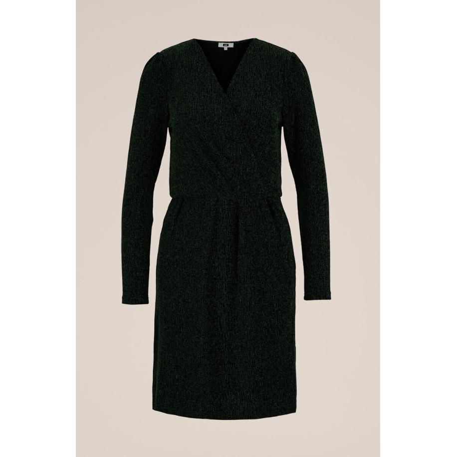 WE Fashion Dames jurk met glittergaren - Regular fit - Donkergroen - Maat: XXL Groen