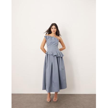 ARRANGE Midi-jurk met structuur en geplooid korset in lichtblauw-Wit