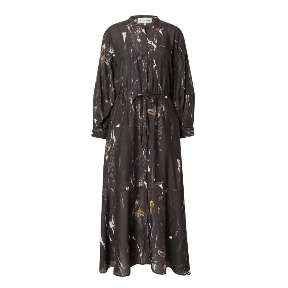 Munthe Munthe Blousejurk PORTLAND donkergrijs / olijfgroen / zwart / wit -