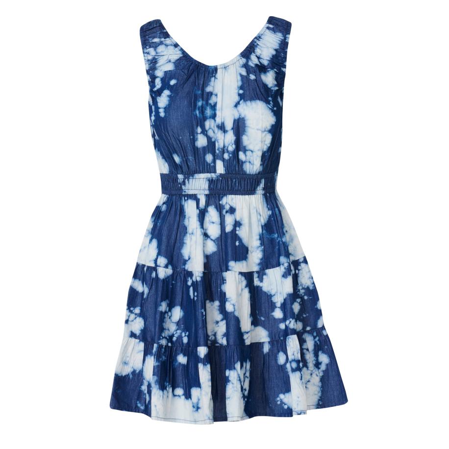 KOROSHI KOROSHI Jurk navy / pastelblauw / offwhite -