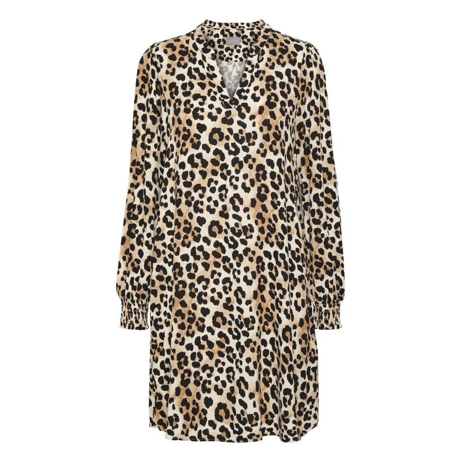 Culture CULTURE Jurk Atlas lichtbruin / zwart / eierschaal -