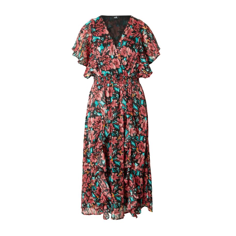 Wallis Wallis Jurk turquoise / oudroze / pastelrood / zwart -