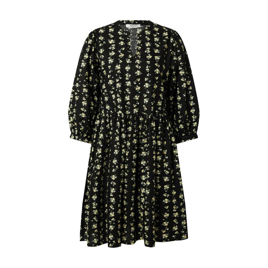 MSCH COPENHAGEN Jurk Clarabel lichtgeel / pastelgroen / zwart Zwart
