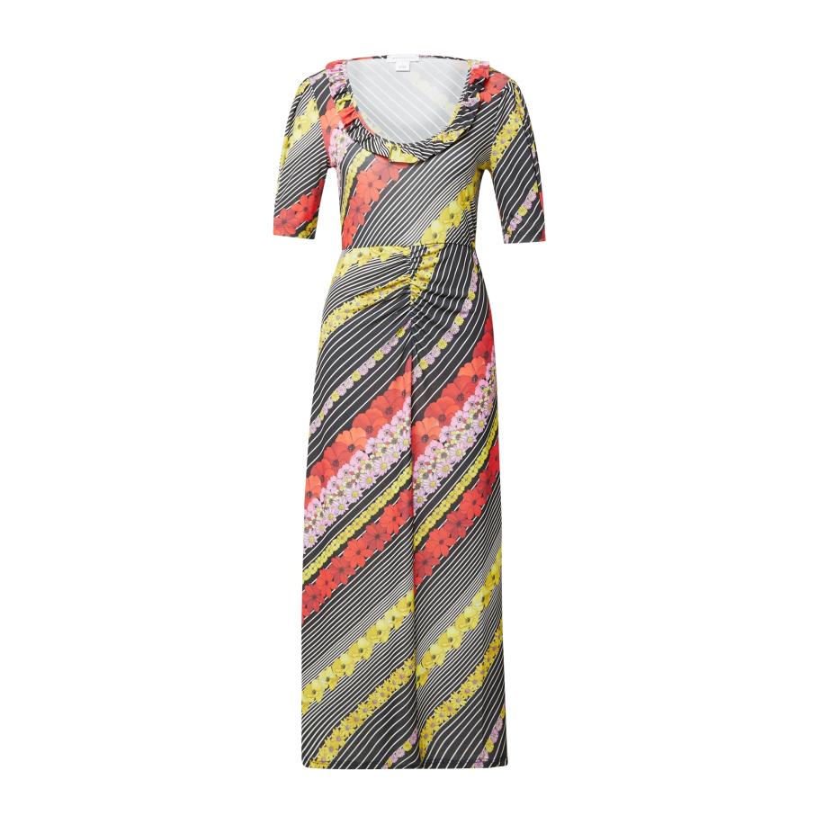 Warehouse Warehouse Jurk geel / lichtrood / zwart / wit -