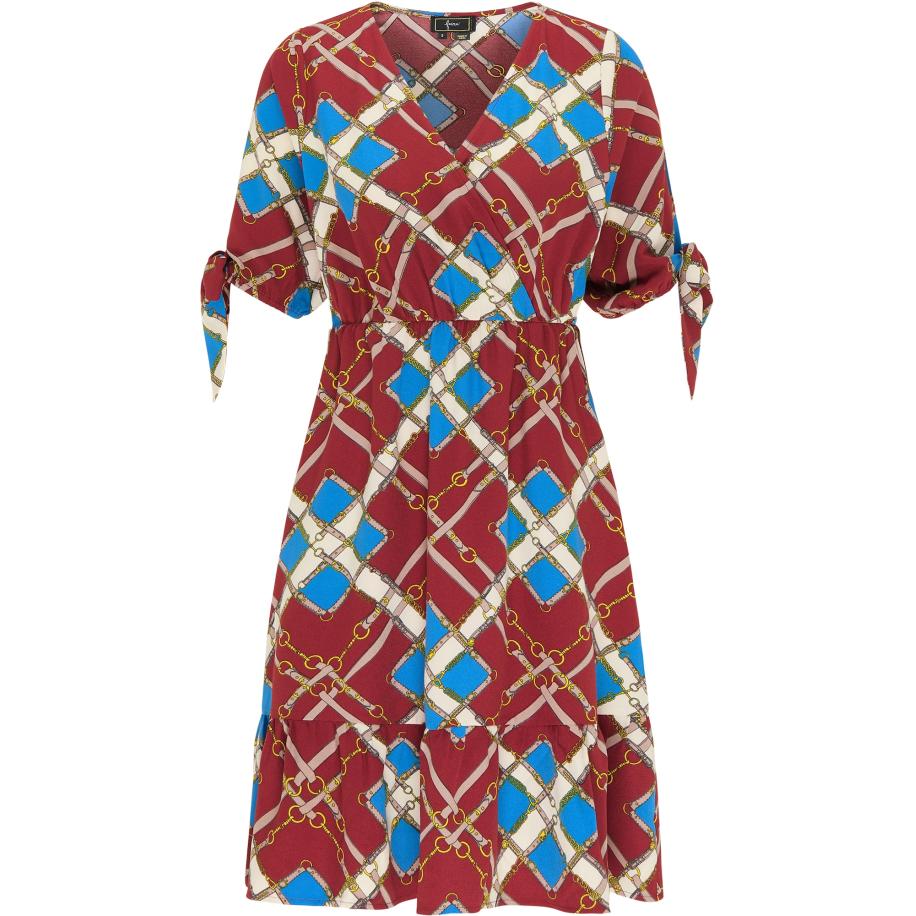 Faina faina Zomerjurk beige / blauw / geel / kersrood -