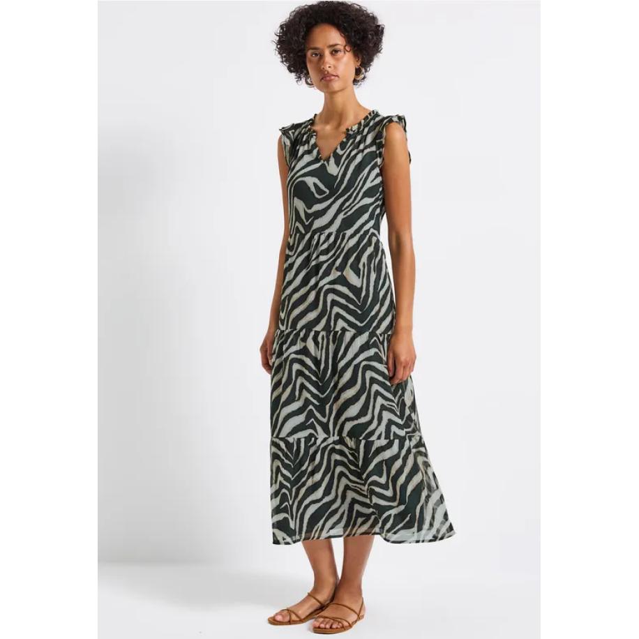 Street One Chiffon jurk met volants Groen