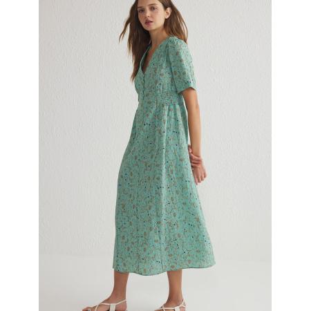 Trendyol Trendyol Jurk donkerblauw / bruin / geel / jade groen