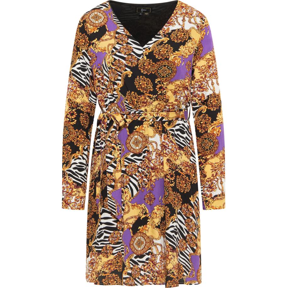 Faina faina Jurk goudgeel / neonlila / lichtoranje / zwart / wit -