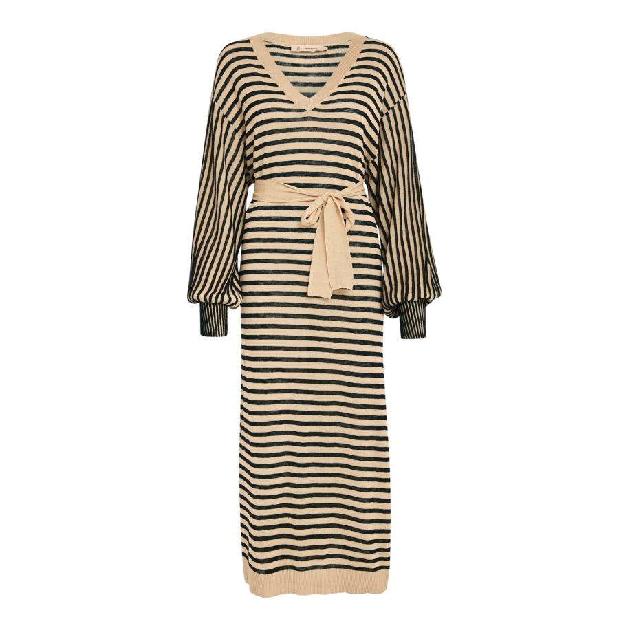 Peppercorn Peppercorn Gebreide jurk Mathilda cappuccino / zwart -