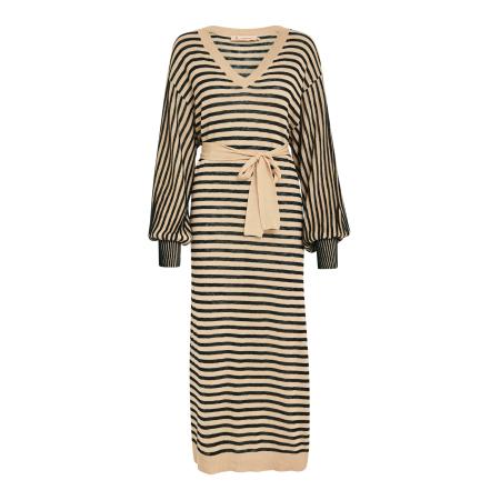 Peppercorn Peppercorn Gebreide jurk Mathilda cappuccino / zwart