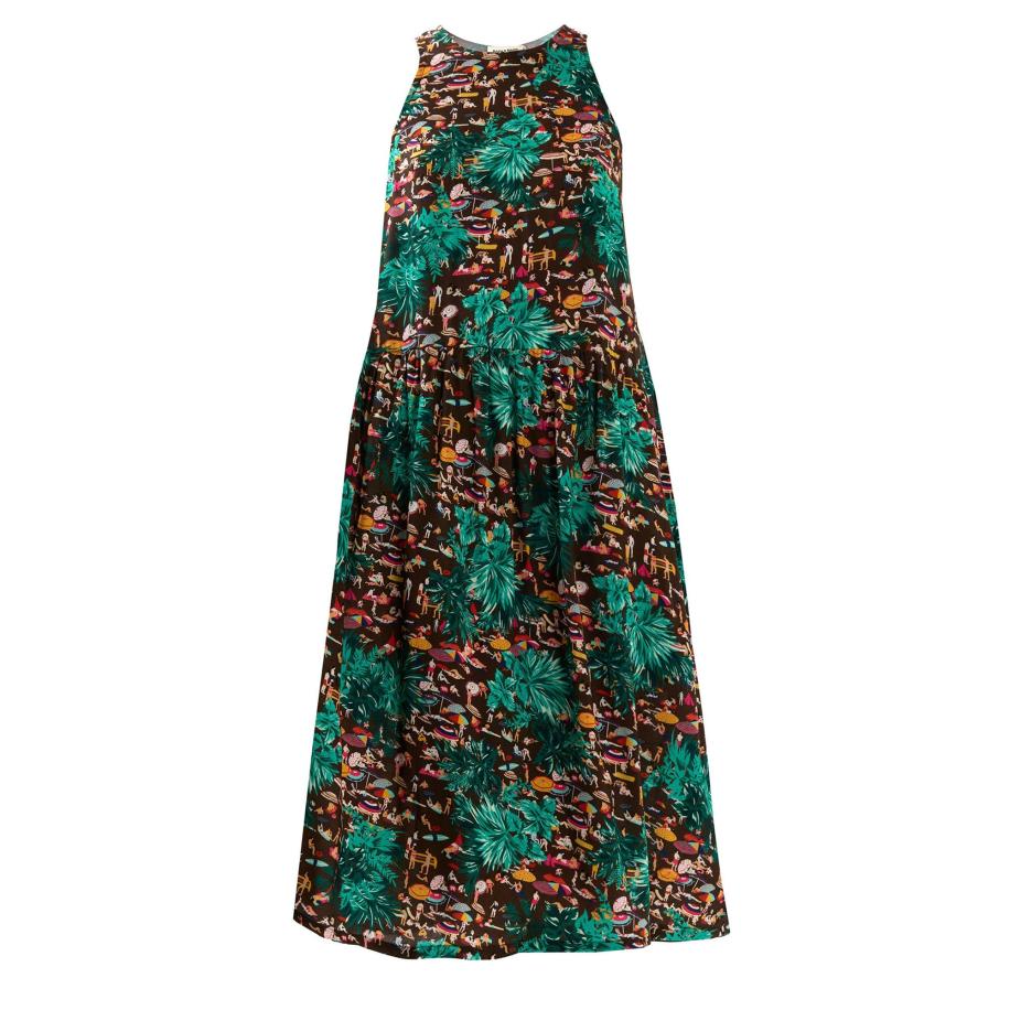 Anou Anou Anou Anou Jurk blauw / bruin / smaragd / wit -