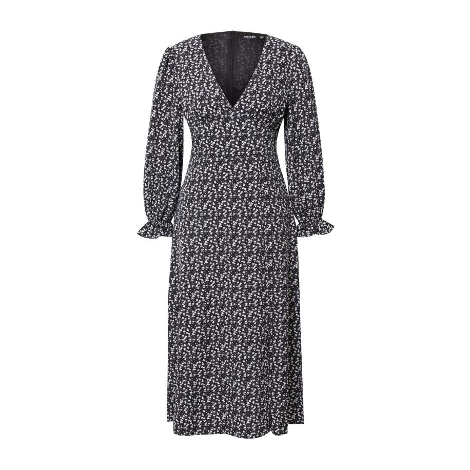 Nasty Gal Jurk Ditsy zwart / wit Zwart