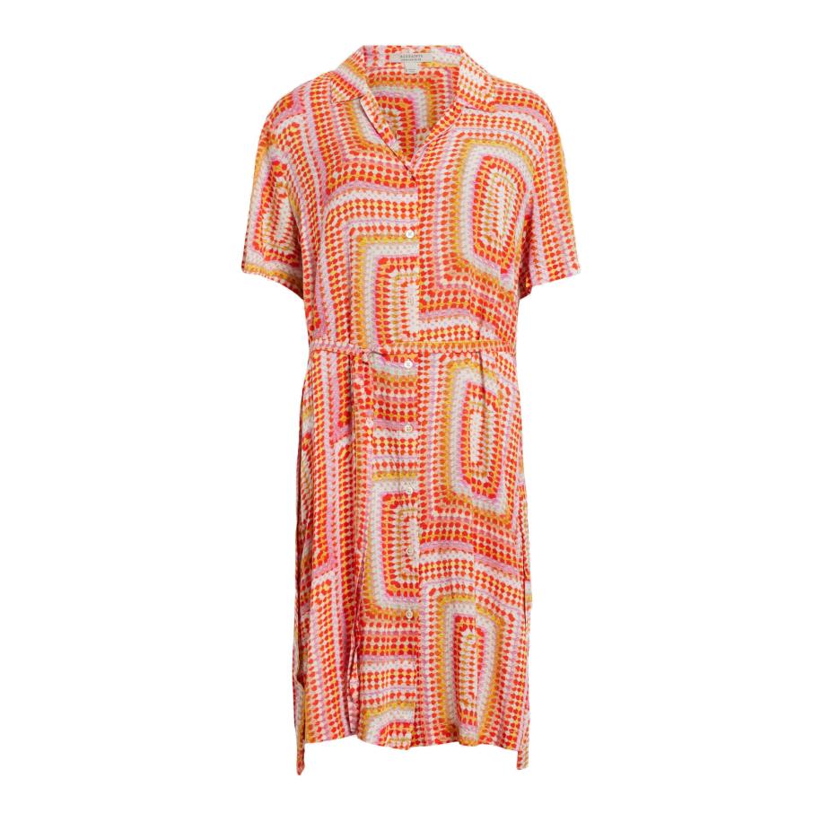 AllSaints AllSaints Blousejurk ATHEA LUISA geel / lichtrood / offwhite -