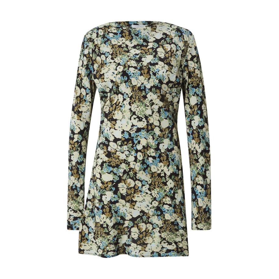 TOPSHOP Jurk ecru / azuur / olijfgroen / zwart Multicolor