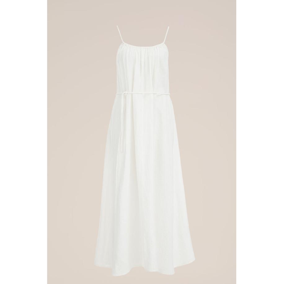 WE Fashion Dames jurk met ceintuur - Regular fit - Wit - Viscose - Maat: M Wit