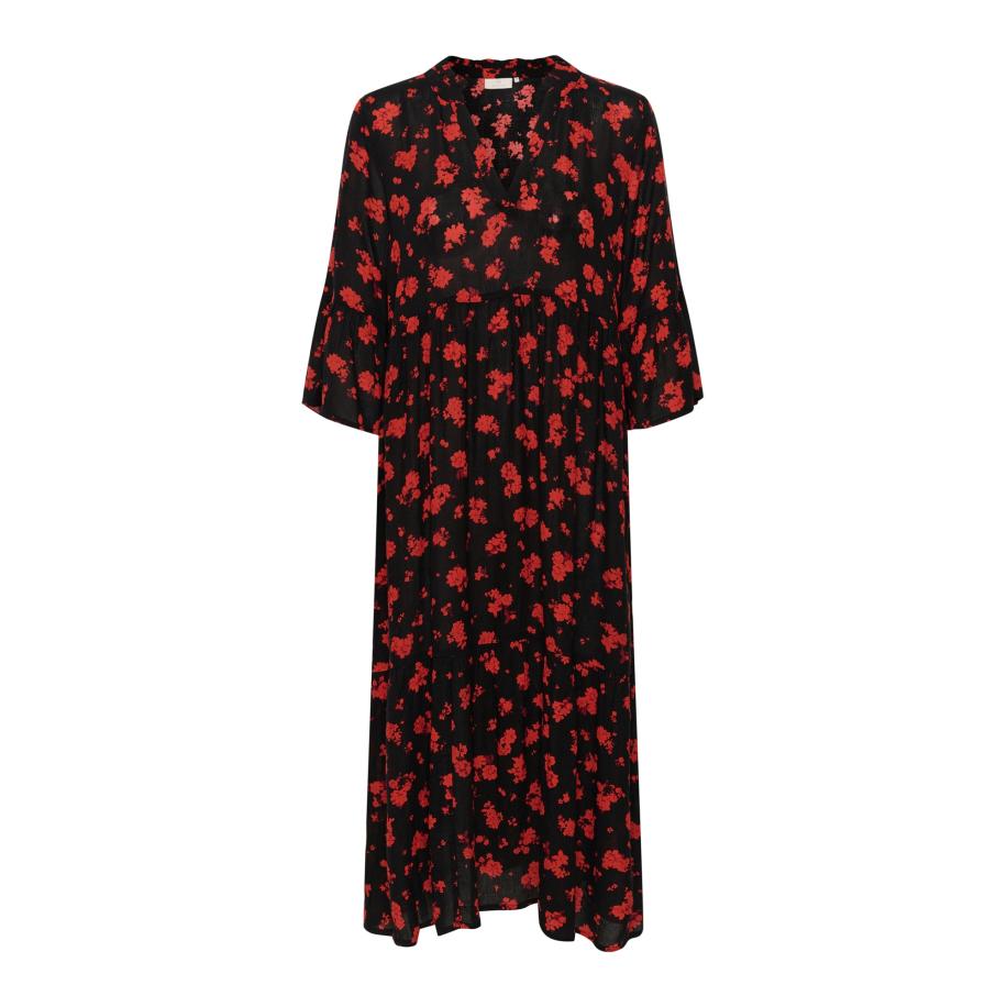 Kaffe Jurk Karina bloedrood / zwart Zwart
