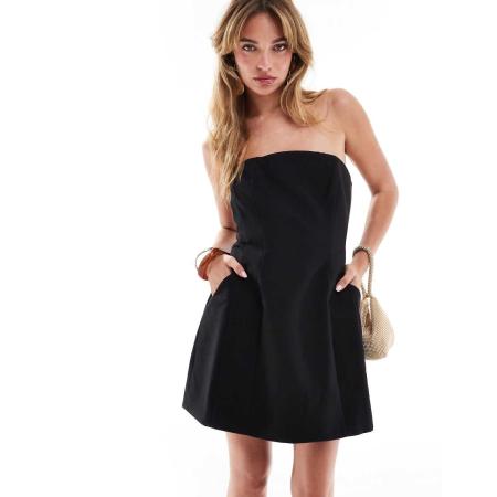 Bardot Zandlopervormige mini-jurk in zwart