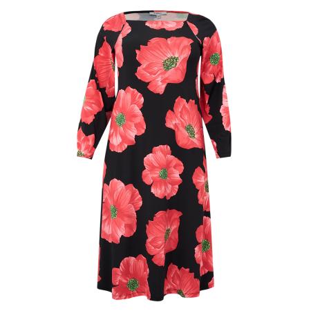 Yoek YOEK Jurk groen / watermeloen rood / zwart