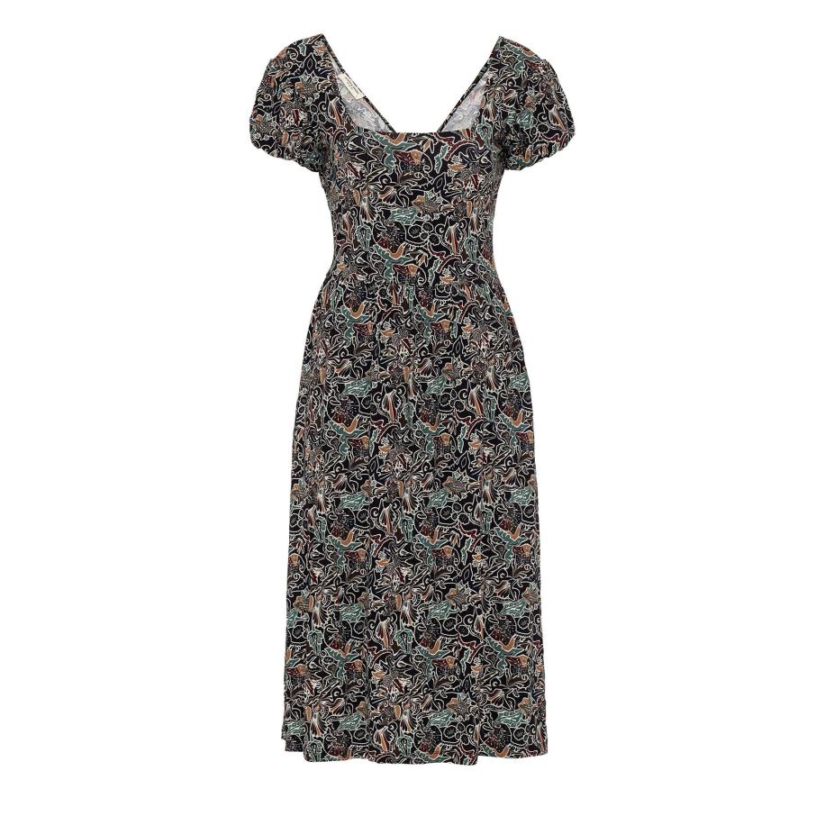 Anou Anou Anou Anou Jurk turquoise / bruin / zwart / wit -