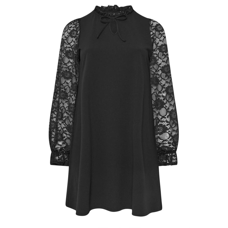 Yours Plus Size Black Lace Mini Dress Size 66-68 Zwart