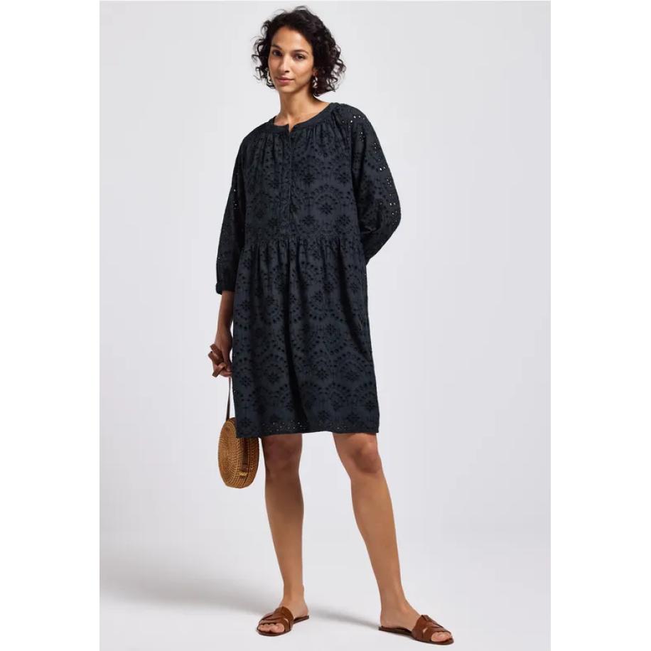 Street One Jurk met krullend borduurwerk Blauw