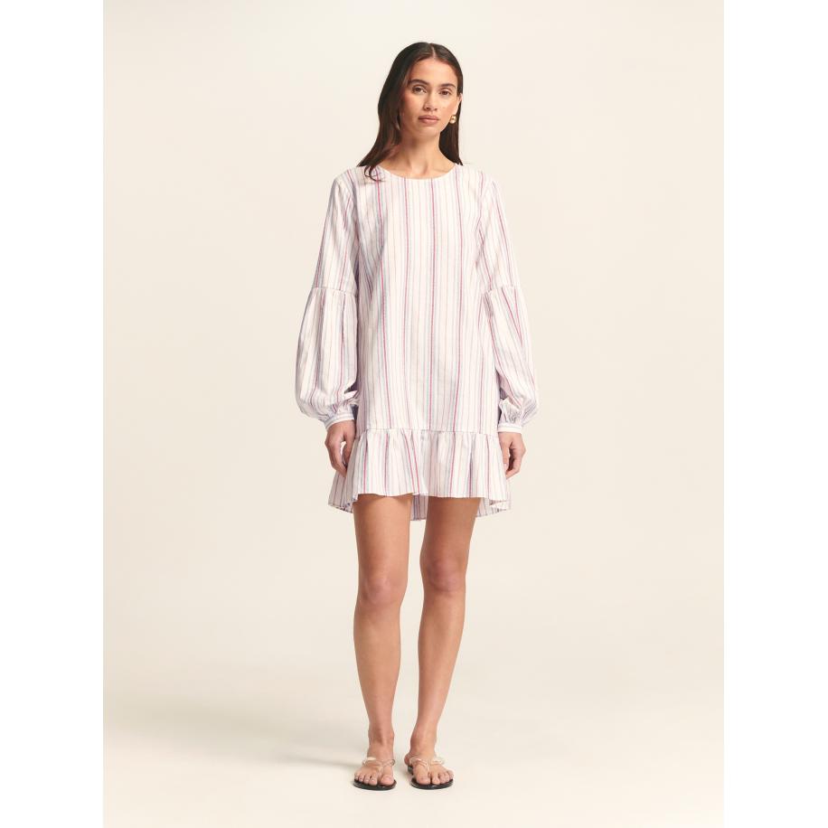 St MRLO St MRLO Jurk Liane lichtblauw / pink / rosa / wit -