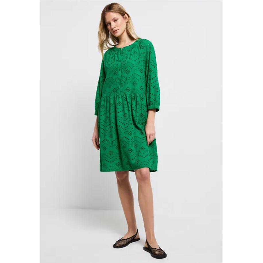 Street One Jurk met krullend borduurwerk Groen