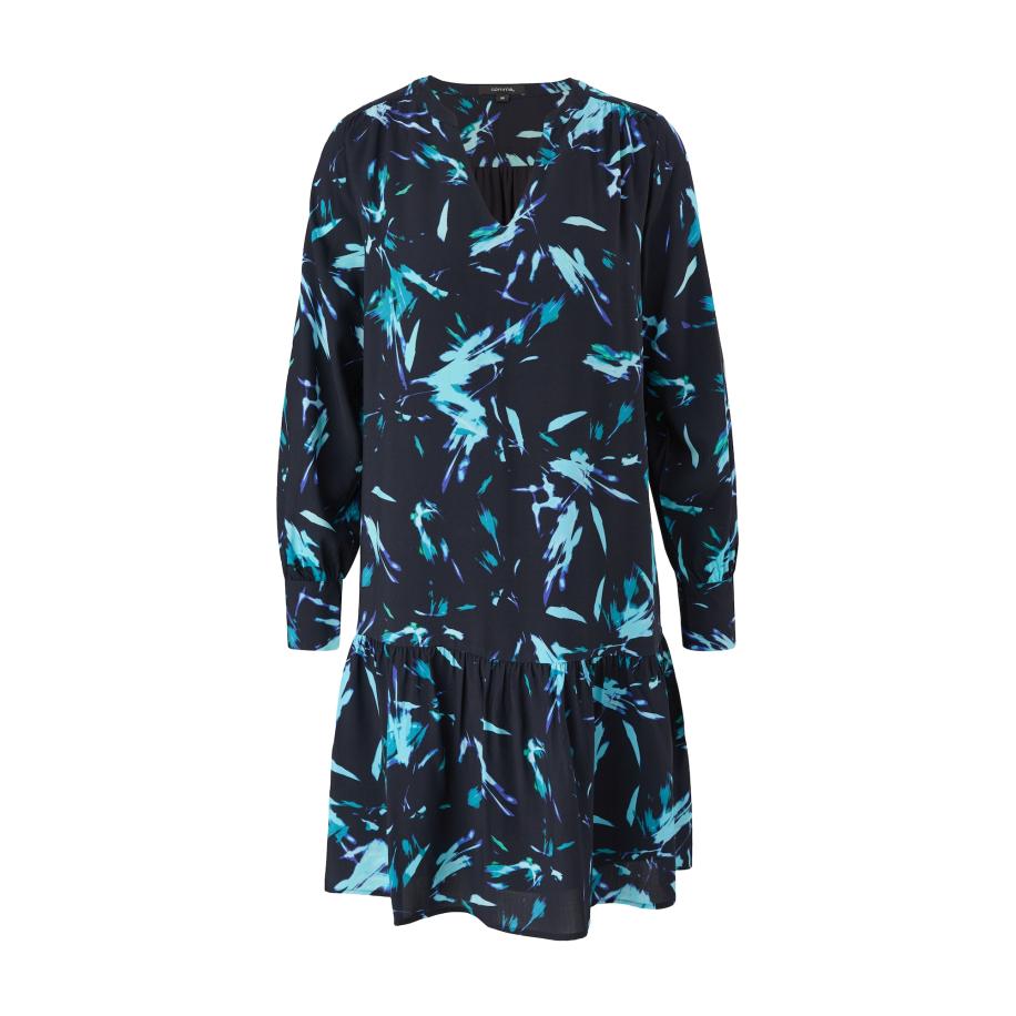 Comma COMMA Jurk turquoise / zwart -