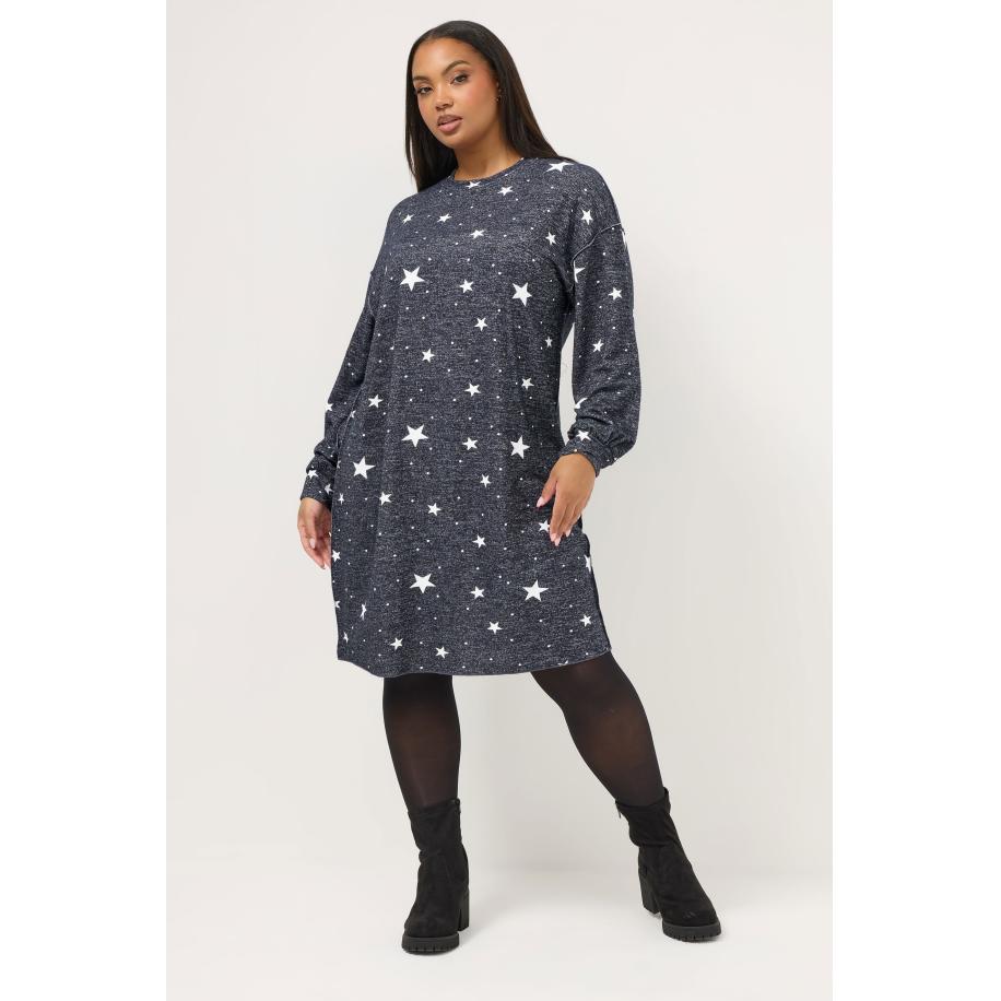 Yours Plus Size Grey Soft Touch Star Jumper Dress Size 58-60 Grijs