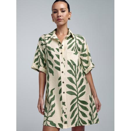 St MRLO Blousejurk Nessa ivoor / donkergroen