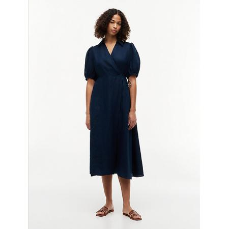 TOMMY HILFIGER Jurk Pure Relaxed Midi Wrap navy