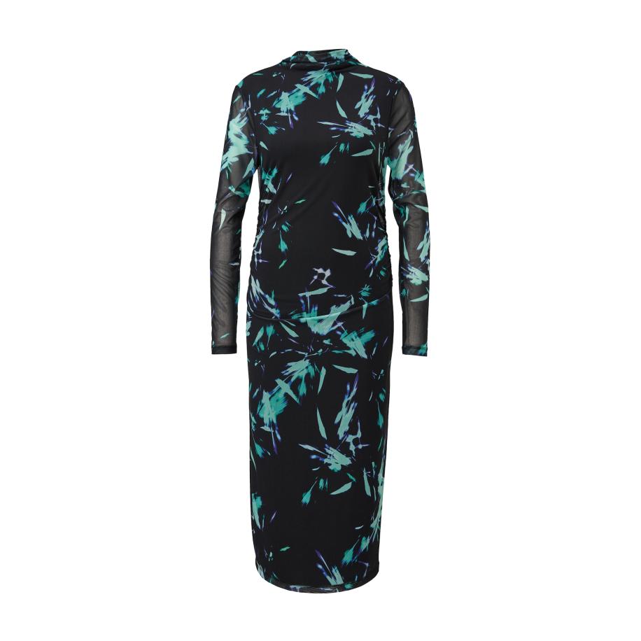 COMMA Jurk jade groen / donkerlila / zwart Zwart