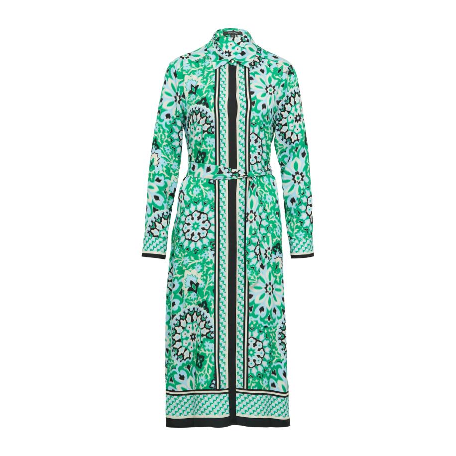 Comma COMMA Blousejurk pastelblauw / smaragd / wolwit -