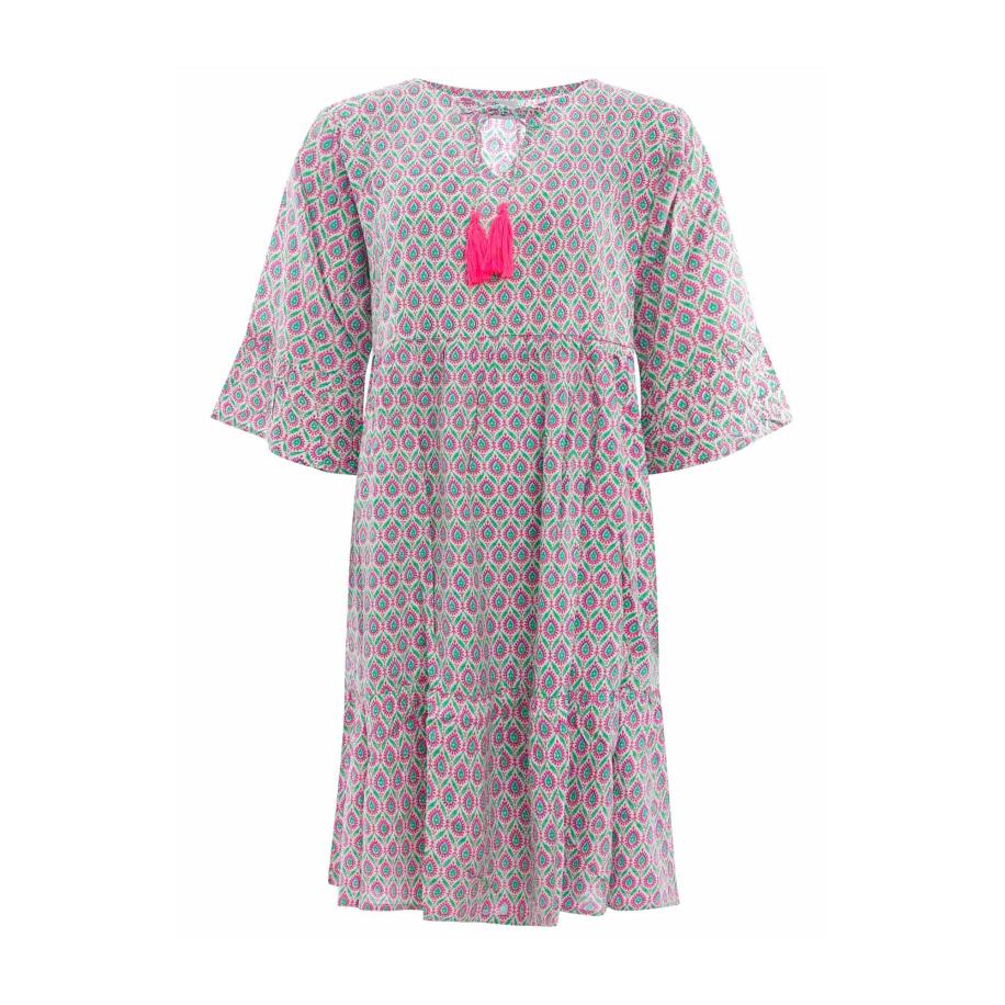 zwillingsherz Zwillingsherz Jurk lichtblauw / jade groen / magenta / natuurwit -