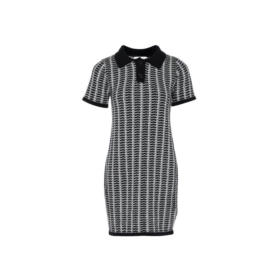 caneva caneva Gebreide jurk zwart / wit -