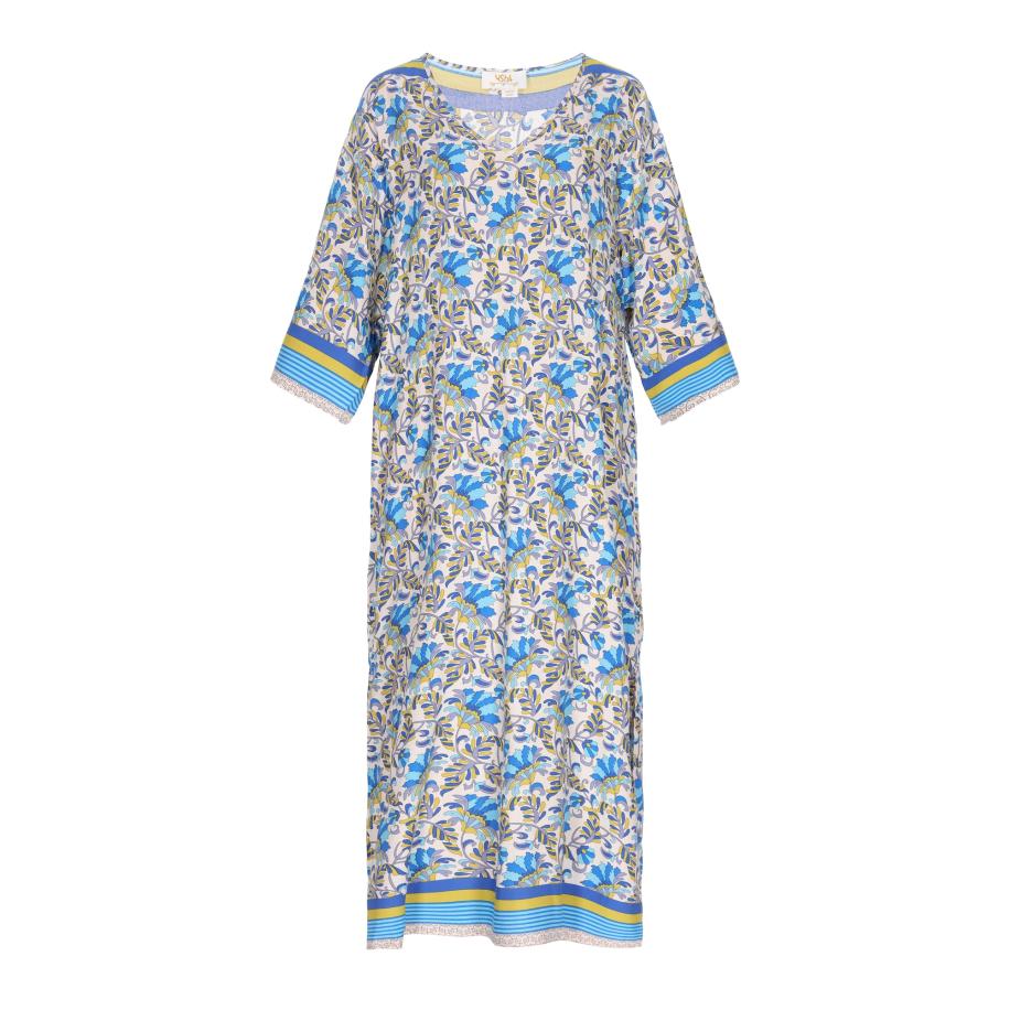 Gaya Gaya Jurk Boho blauw / lichtblauw / geel / offwhite -