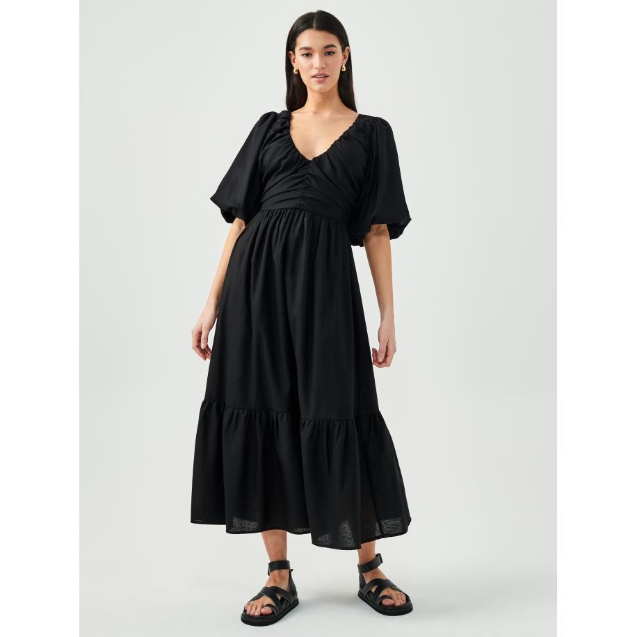 St MRLO Jurk LUCA TIERED DRESS zwart Zwart