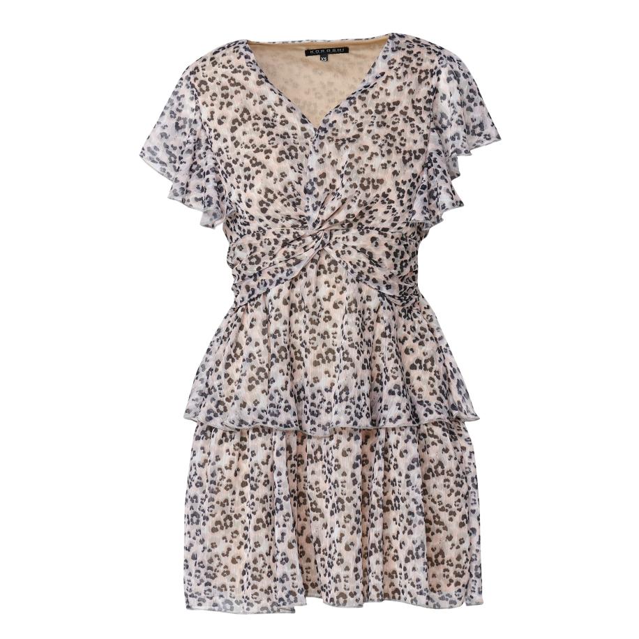 KOROSHI KOROSHI Jurk beige / lichtgrijs / zwart -