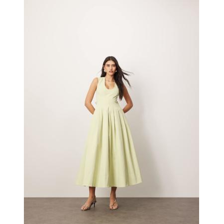 ARRANGE Diepuitgesneden midi-jurk met structuur en oogjes in pistachegroen