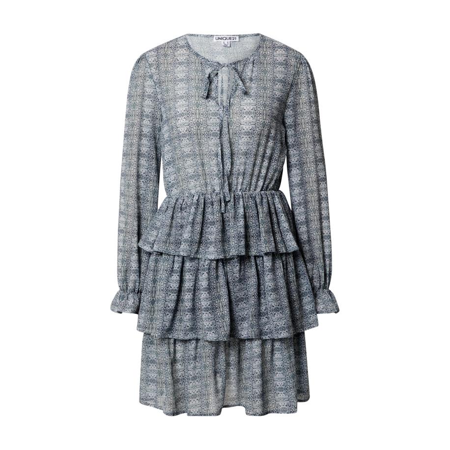 UNIQUE21 Unique21 Jurk lichtgrijs / donkergrijs Wit