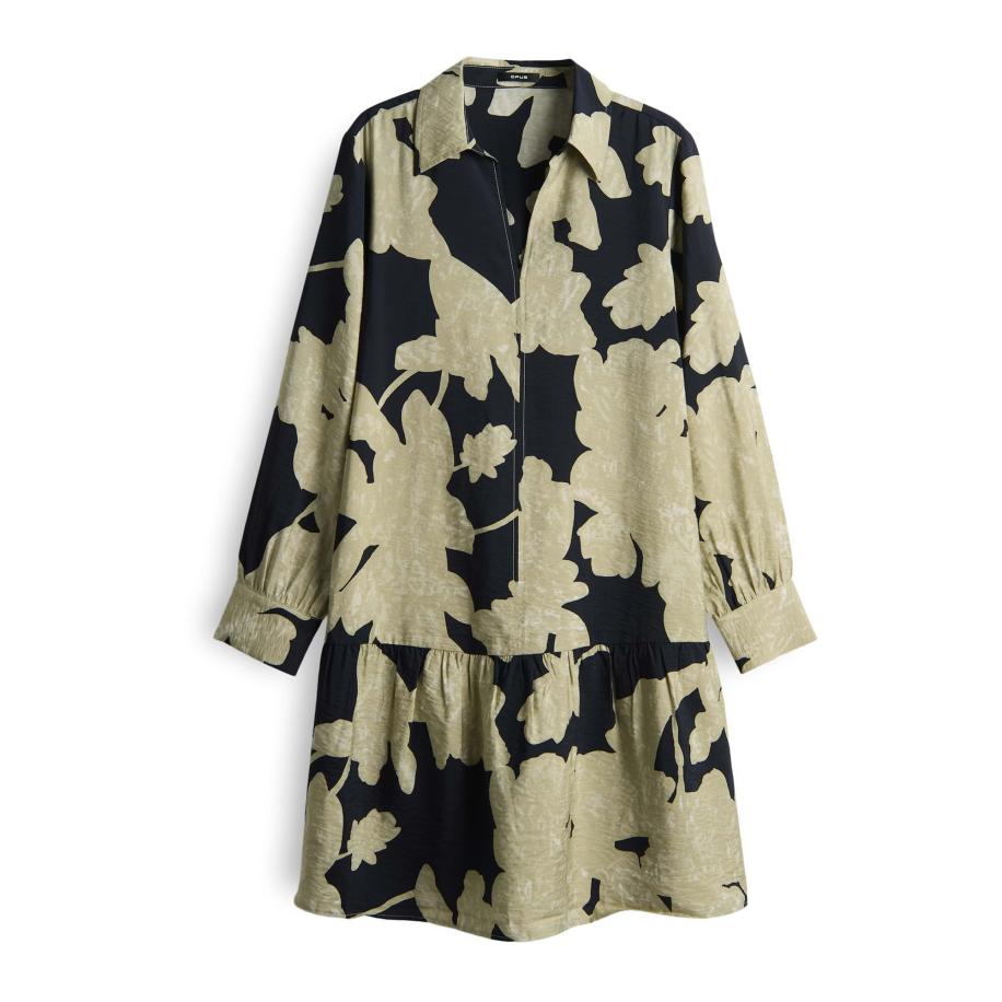 OPUS OPUS Blousejurk Wemmy nachtblauw / pastelgroen -