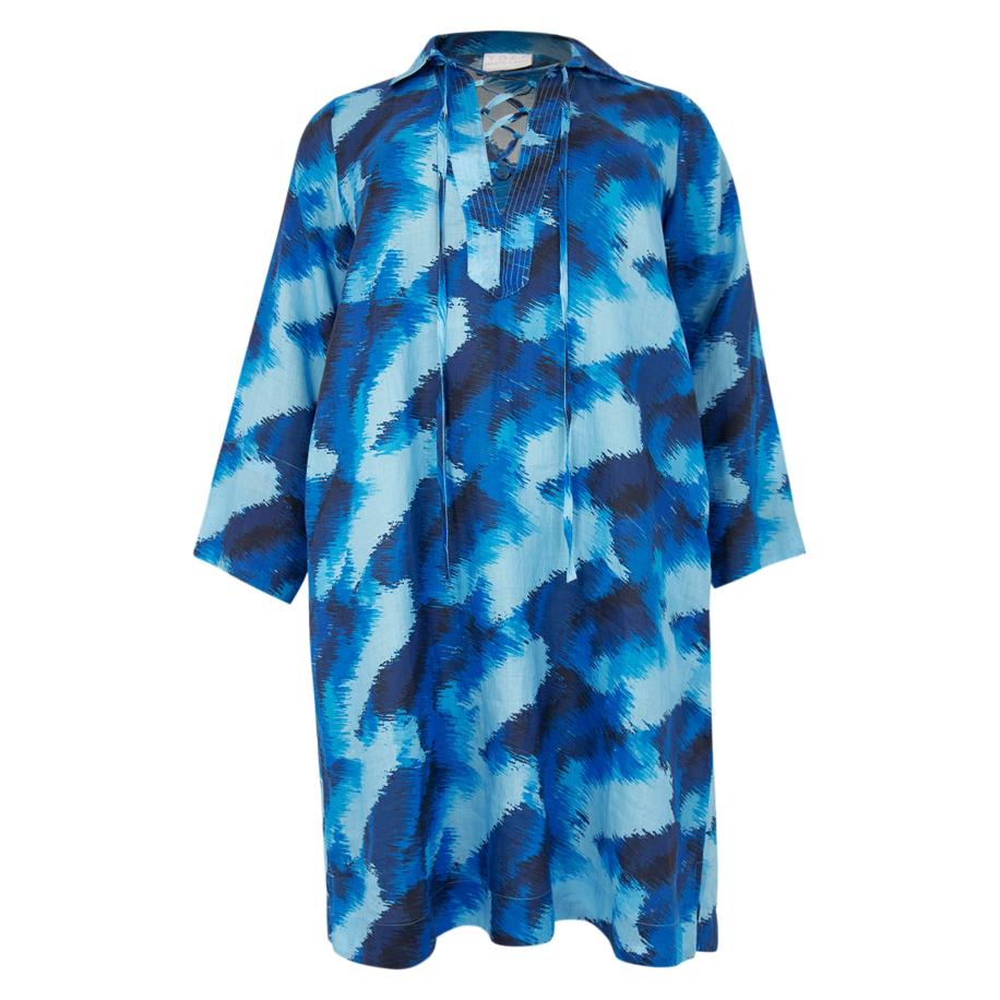 Yoek YOEK Jurk blauw gemêleerd -