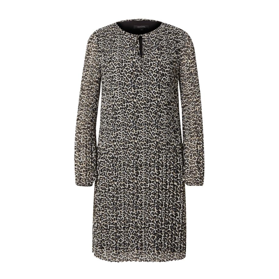 Comma COMMA Jurk beige / lichtbeige / zwart -