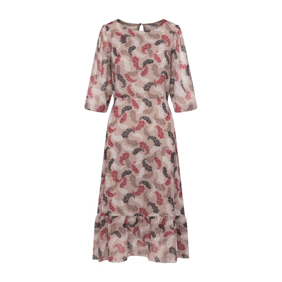 Quiosque Quiosque Jurk 4NU016 crème / camel / lichtbruin / donkerrood / zwart -