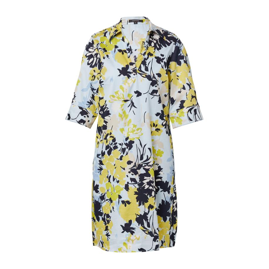 Comma COMMA Jurk navy / lichtblauw / lichtgeel -